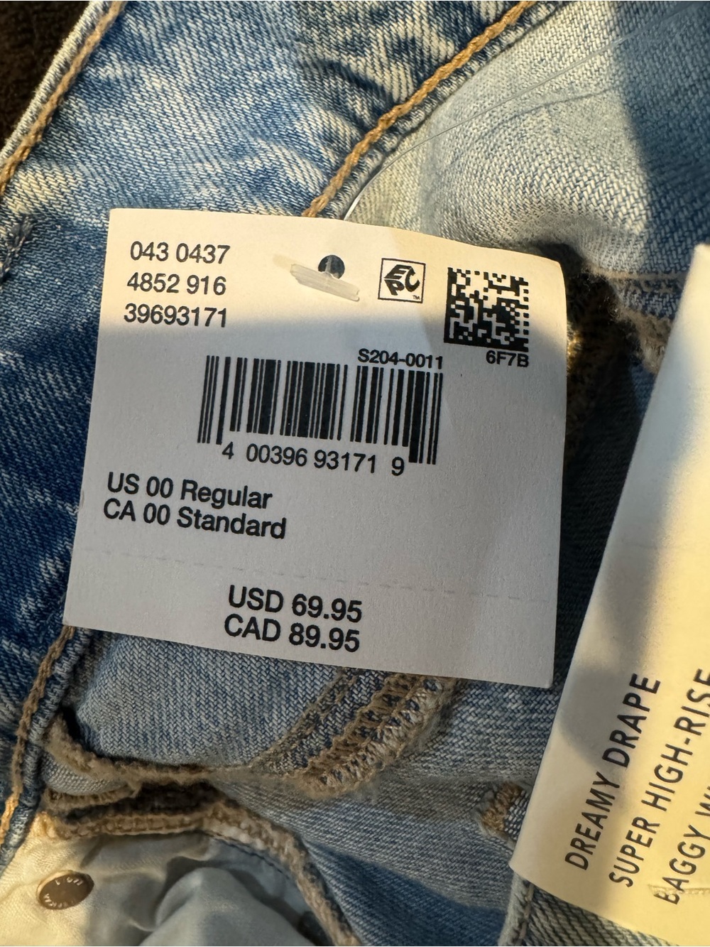 American Eagle Outfitters Light Blue Dreamy Drape Baggy Wide Leg Jeans - Picture 6 of 6